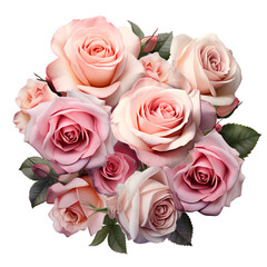 bouquet of roses on the png transparent background, easy to decorate projects.