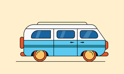 Vector illustration of a retro travel van. Perfect for t-shirt design, sticker, etc
