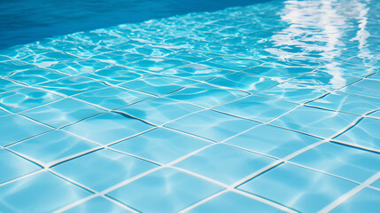 Minimalist Water Canvas: Detail View of Uniform Colored Tiles in a Swimming Pool's Elegance