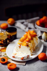 Honey parfait with apricots.Style vintage