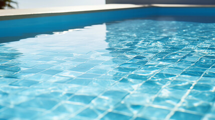 Serene Poolside Aesthetics: Detail View of Uniform Pool Tiles, Illustrating the Calm and Elegance of Minimalism