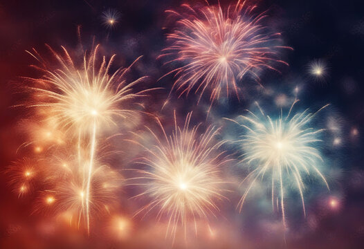 Colorful Fireworks at New Year. abstract background