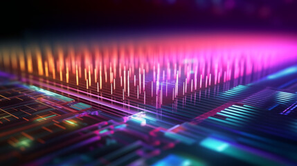 Processing units of quantum computer, superconducting circuitry, power data elaboration. Futristic Network of Qubits, quantum bits concept. 3d Glowing cubic chips, Ai tech microprocessor