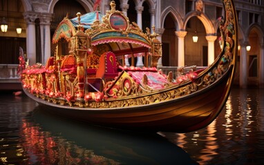 Fototapeta na wymiar Venetian Gondola Adorned with Floral Arrangements