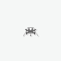  Car sharing icon sticker isolated on gray background