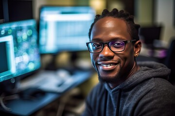 Portrait of an african american IT engineer, Programmer at work