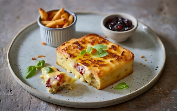 Capture the essence of Welsh Rarebit in a mouthwatering food photography shot Generative AI