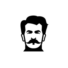 icon of Stalin, black and white, general, soldier