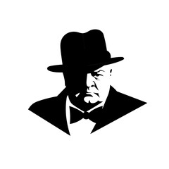 Winston Churchill, black and white icon of Winston Churchill - obrazy, fototapety, plakaty