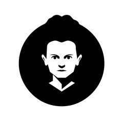 Marie Curie Sklodowska, black and white icon