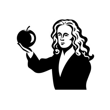 Isaac Newton, holding an apple