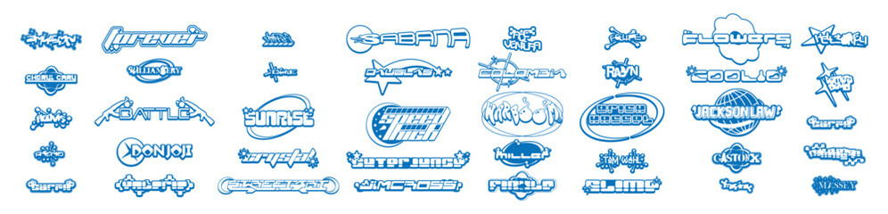 Name Logo Y2k style, streetwear, Futuristic, Cyber y2k, Retro Futurist, Graphic Geometric, Technology, Star - obrazy, fototapety, plakaty