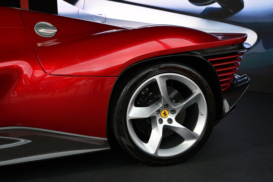 Scarperia, Mugello - 28 October 2023: Ferrari Daytona SP3 on display during Ferrari World Finals 2023 at Mugello Circuit in Italy.