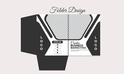 Folder design, cover for catalogue, brochures, layout for placement of photos and text.