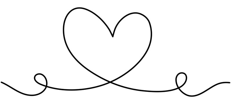 Heart continuous one line drawing. Love linear symbol. Vector hand drawn illustration isolated on white.