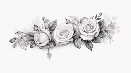 Romantische Zeichnung mit Rosenblüten.
