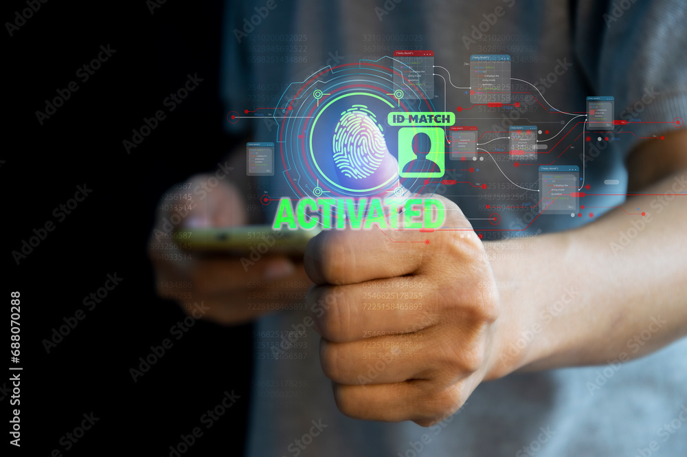 Poster cybersecurity concept, user privacy security and encryption, secure internet access future technolog