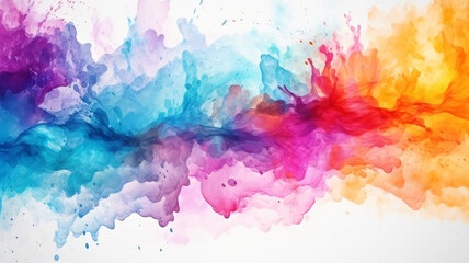 3D rendering rainbow watercolor abstract art paint splash with white background, grunge