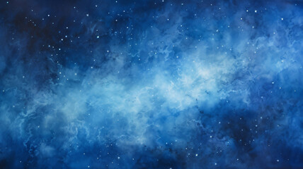 Obraz premium watercolor painting of outer space deep in the galaxy with blue and black background and stars, abstract art concept painting