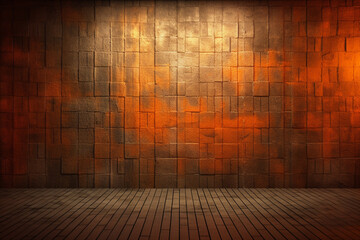 Wooden floor and brick wall background. 3D illustration. Mock up.
