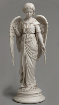 Winged marble angel statue