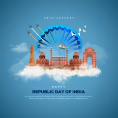 Foto op Plexiglas 26th january happy republic day India greetings. vector illustration design. © rahul