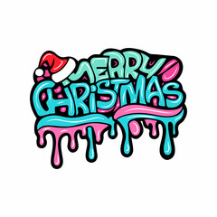 Merry Christmas graffiti lettering typography art illustration