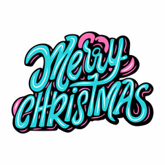 Merry Christmas graffiti lettering typography art illustration