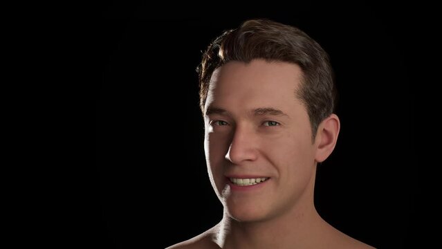 3D representation of a man morphing from old to young