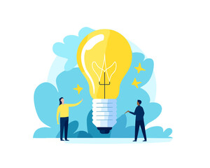 Brainstorming - people around Lightbulb