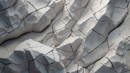 white volumetric rock texture with cracks, background, wallpaper. Wall decoration with sandstone and granite stone slabs