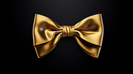 gold bow on black background - obrazy, fototapety, plakaty