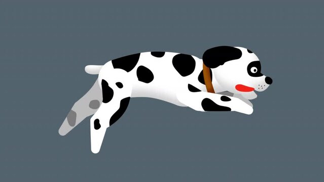 Running Spotted dog. Cartoon dog runs - looped animation with an alpha channel.