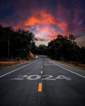 new year 2024 a road leading forward. the idea of a new beginning business, strategy start up, and the journey into the future.