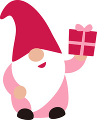 Cute Valentine Gnome flat illustration
