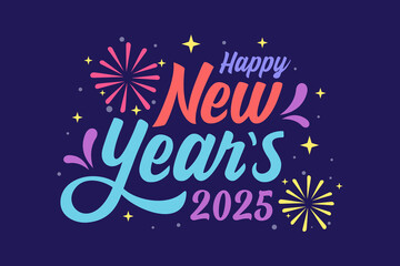 New year day background with star pattern and typography of happy new years 2025 text . Vector illustration. Wallpaper, flyers, invitation, posters, brochure, banners.