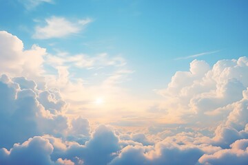 Sunlit Fluffy Cloudscape, sky, serene, cloud background, cloud background