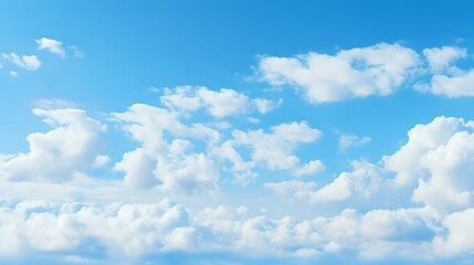 Naklejka na ściany i meble Wispy Clouds on Blue Sky, seamless background, vibrant blue sky, design projects, cloud background