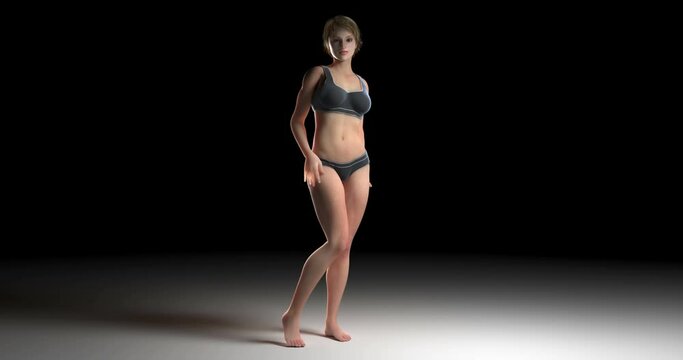 3D representation of a woman turning from fat to slim
