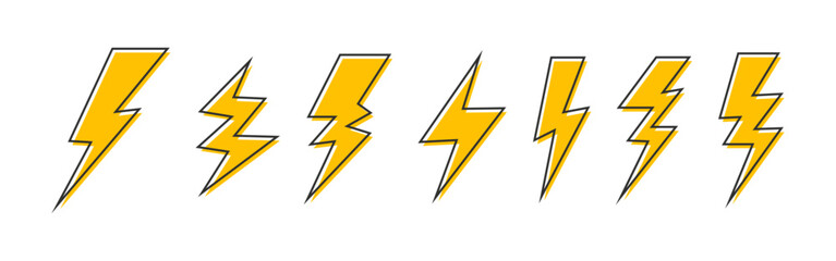 lightning bolt flash vector illustration set
