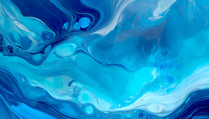 Abstract smooth liquid blue background handmade experimental art on digital art concept, Generative AI.