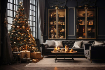 Decorated Christmas living room