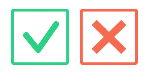 緑色と赤色｜チェックマークとバツマーク
