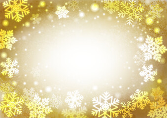 雪の結晶　イメージ　背景　ゴールド