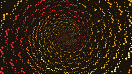 Abstarct spiral vortex style round warm color ring background in dark color. This creative simple minimalist style background can be used as a banner or wallpaper.