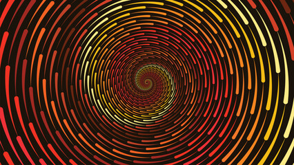 Abstarct spiral vortex style round warm color ring background in dark color. This creative simple minimalist style background can be used as a banner or wallpaper.