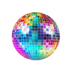 Shiny disco mirror ball reflecting rainbow colors, cut out - obrazy, fototapety, plakaty