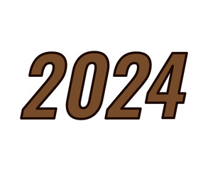 2024 Happy New Year Abstract Brown Graphic Design Vector Logo Symbol Illustration