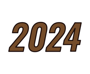 2024 Happy New Year Abstract Brown Graphic Design Vector Logo Symbol Illustration