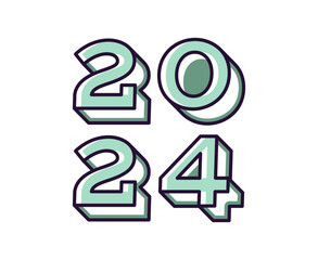 Obraz premium 2024 Happy New Year Abstract Purple And Cyan Graphic Design Vector Logo Symbol Illustration